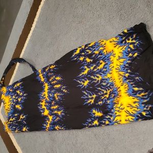 Woman's swimsuit coverup sarong with flames
